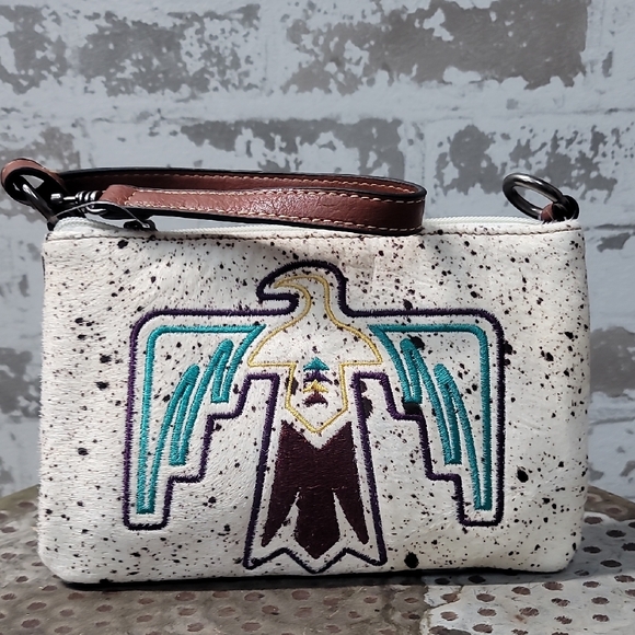 Justin Boots Handbags - Justin Boots Brown and White Clutch with Southwestern Design-23110687WHT